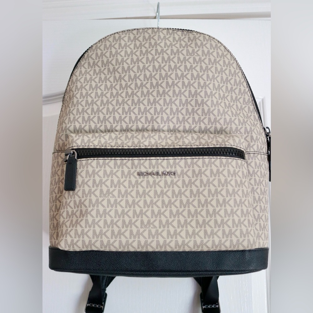 Michael Kors Signature backpack,camel/black,like new- hard to find color